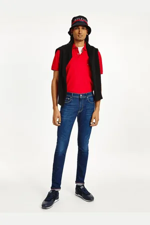 Tommy Hilfiger Tmavě modré pánské slim fit džíny Slim Layton - Pánské