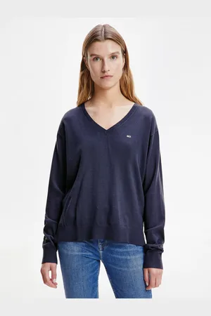 Tommy Hilfiger Tmavě modrý dámský lehký svetr Tommy Jeans