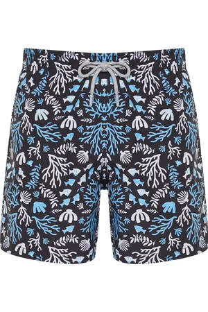 Trendyol Black Standard Size Coral Patterned Swim Shorts