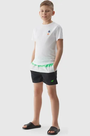4F Chlapecké plážové šortky typu boardshorts - zelené