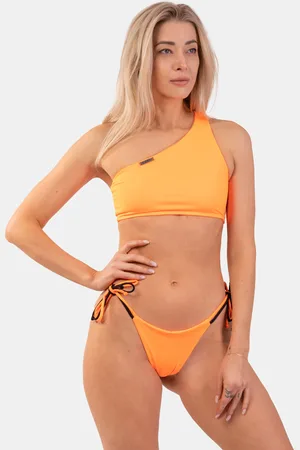 Nebbia Dámské plavky One Shoulder Bandeau Bikini Top 449 Orange Neon M