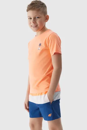 4F Chlapecké plážové šortky typu boardshorts - oranžové
