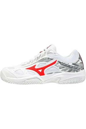 Mizuno Juniorská tenisová obuv Breakshot 3 CC White/IgnititonRed EUR 32,5