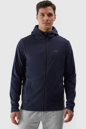4F Pánský fleece regular s kapucí - tmavě modrý