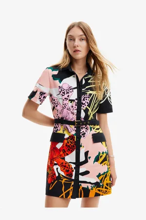 Desigual Růžovo-černé dámské vzorované košilové šaty x M. Christian Lacroix Almeria