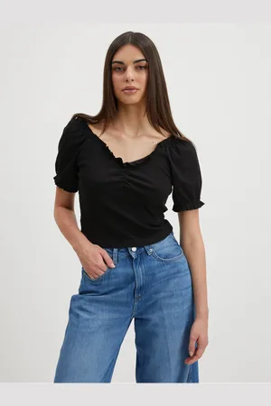 Pieces Černý crop top Tegan - Dámské