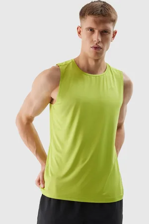 4F Pánský sportovní tank top regular z recyklovaných materiálů - šťavnatý zelený