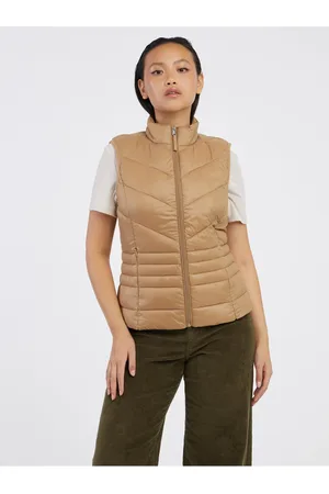 VERO MODA Béžová dámská prošívaná vesta Sorayasiv - Dámské