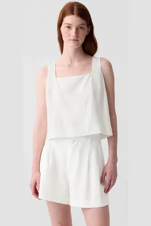 GAP Lněný crop top - Dámské