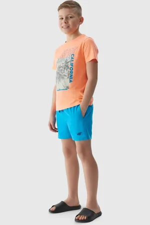 4F Chlapecké plážové šortky typu boardshorts - modré