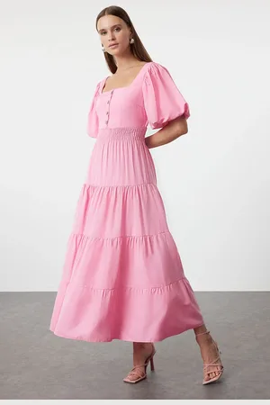 Trendyol Pink Plain Maxi Woven Dress