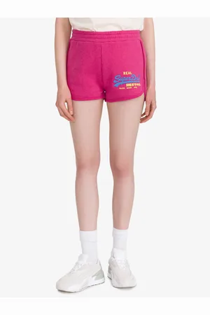 Superdry Tmavě růžové dámské teplákové kraťasy - Pánské