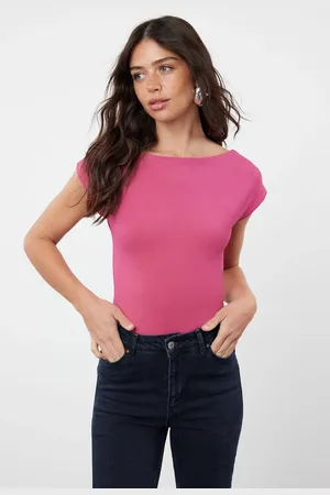 Trendyol Pink Fitted Boat Neck Stretchy Snap Fastener Knitted Bodysuit