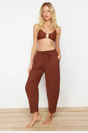 Trendyol Brown Woven Muslin 100% Cotton Trousers