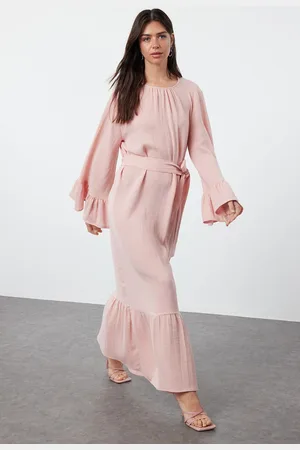 Trendyol Dusty Rose Skirt Ruffled Muslin Woven Dress