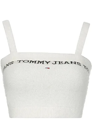 Tommy Hilfiger Tommy Jeans Top - TJW CROP FURRY CAMI TOP white