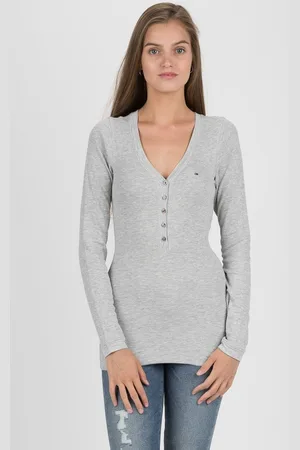 Tommy Hilfiger Tommy Jeans T-shirt - TJW ORIGINAL RIB HENLEY grey