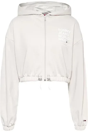 Tommy Hilfiger Tommy Jeans Sweatshirt - TJW CROP WORLDWIDE ZIP THRU beige