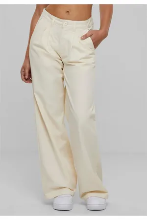 Urban classics Dámské kalhoty Organic Pleated - smetanové