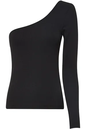 Tommy Hilfiger Tommy Jeans Top - TJW TINY TOMMY 1 ASYMMETRIC RIB black