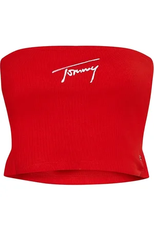 Tommy Hilfiger Tommy Jeans Top - TJW CROP SIGNATURE TUBE TOP red