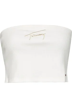 Tommy Hilfiger Tommy Jeans Top - TJW CROP SIGNATURE TUBE TOP white