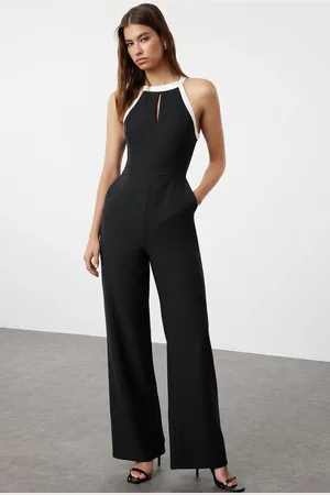 Trendyol Black Halter Collar Detailed Maxi Woven Jumpsuit