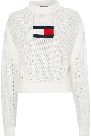 Tommy Hilfiger Tommy Jeans Sweater - TJW OVRSZD FLAG STITCH SWEATER white