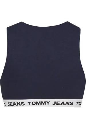 Tommy Hilfiger Tommy Jeans Top - TJW SUPER CROP V-LOGO WAISTAND blue