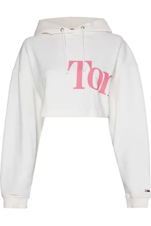 Tommy Hilfiger Tommy Jeans Sweatshirt - TJW SUPER CROP BOLD TOMMY HOODIE white