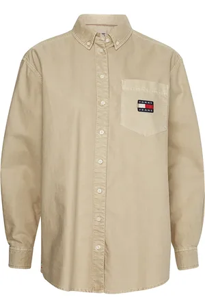 Tommy Hilfiger Tommy Jeans Shirt - TJW BADGE BOYFRIEND SHIRT beige