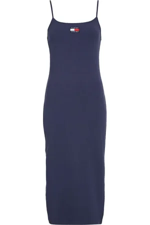 Tommy Hilfiger Tommy Jeans Dress - TJW STRAPPY BADGE RIB MIDI DRESS blue