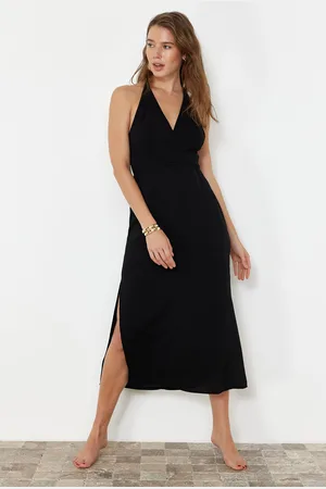 Trendyol Black Midi Woven Backless Beach Dress