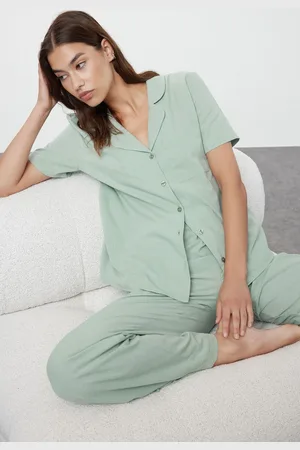 Trendyol Mint 100% Cotton Woven Pajama Set
