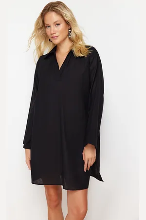Trendyol Black Mini Woven Beach Dress