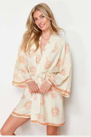 Trendyol Multi-Colored Galaxy Pattern Viscose Woven Dressing Gown