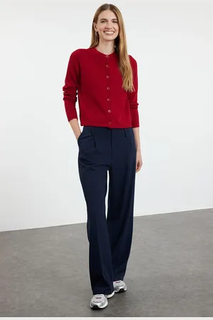 Trendyol Claret Red Wool Jacket-Look Knitted Cardigan