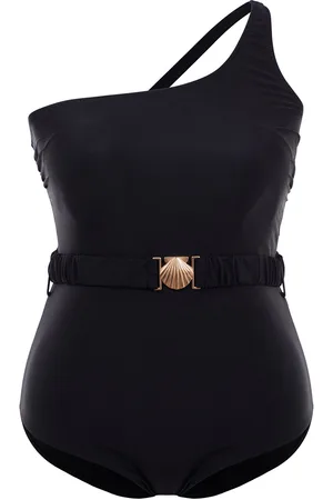 Trendyol Curve Black One Shoulder Swimsuit with Accessories & Belt