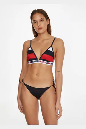 Tommy Hilfiger Červeno-modrý dámský vzorovaný horní díl plavek