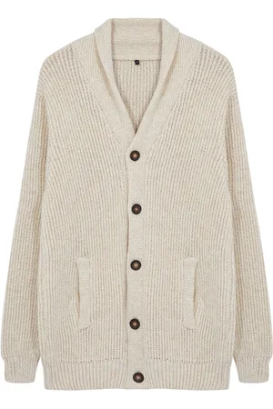 Trendyol Beige Regular Fit Wool Shawl Collar Knitwear Cardigan