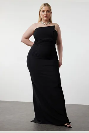 Trendyol Curve Black One Shoulder Asymmetrical Long Evening/Night/Graduation/Engagement Dress