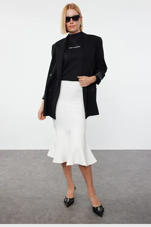 Trendyol Bone Premium Yarn/Special Yarn Midi Length Knit Skirt