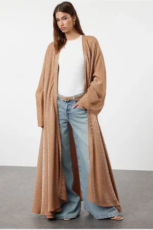 Trendyol Camel Self Patterned Woven Cape & Abaya & Abaya