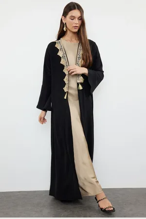 Trendyol Black Embroidery Detailed Woven Cap & Abaya & Abaya