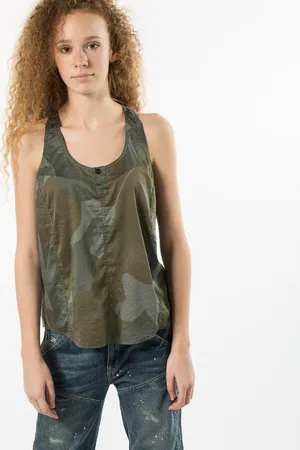 G-Star Tank top - G-STAR Army radar tanktop wmn s-less MBC A green