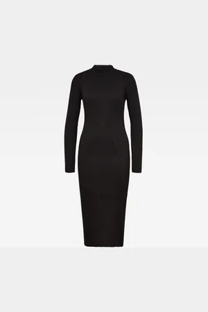 G-Star G-STAR Dress - Plated lynn dress mock slim knit wm black