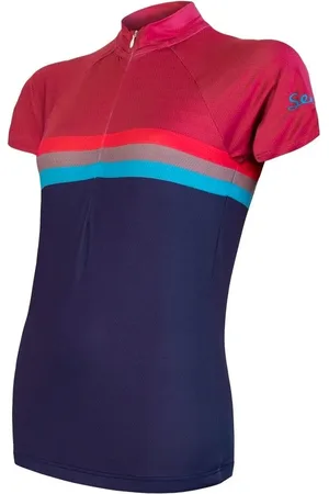 Sensor Dámský cyklistický dres Cyklo Summer Stripe Blue/Lilla