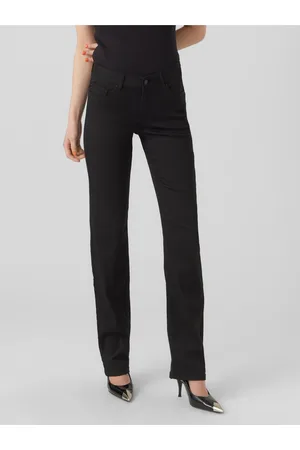 VERO MODA Černé dámské straight fit džíny Daf - Dámské