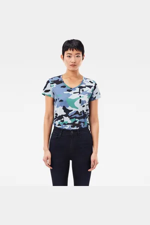 G-Star G-STAR T-shirt - Allover camo print in neck with top patterned