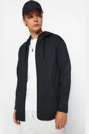 Trendyol Anthracite Zippered Hooded Sweatshirt/Cardigan